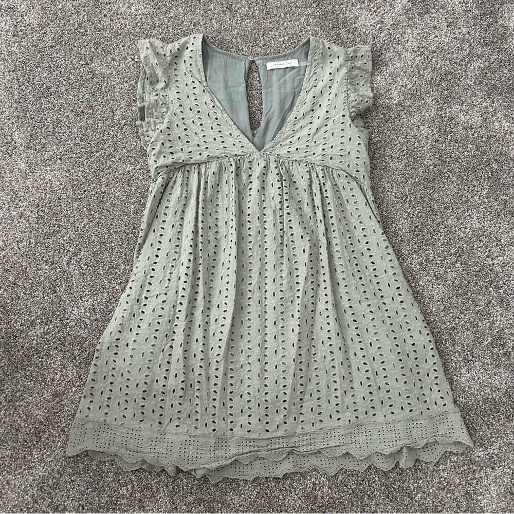 Sage Eyelet Babydoll Dress